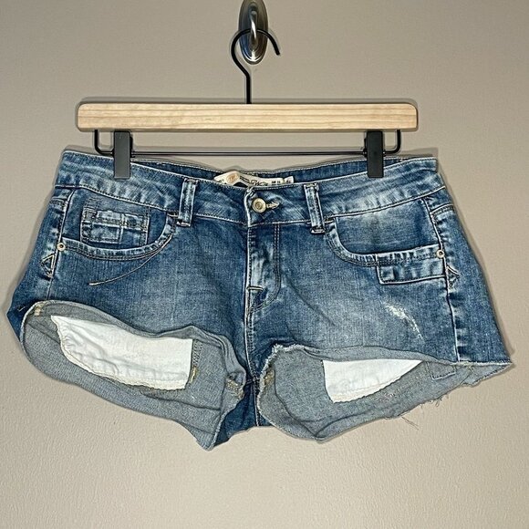 Women's 6 Zara Jean Shorts Raw Hem Zipper Fly Distressed - Picture 2 of 4